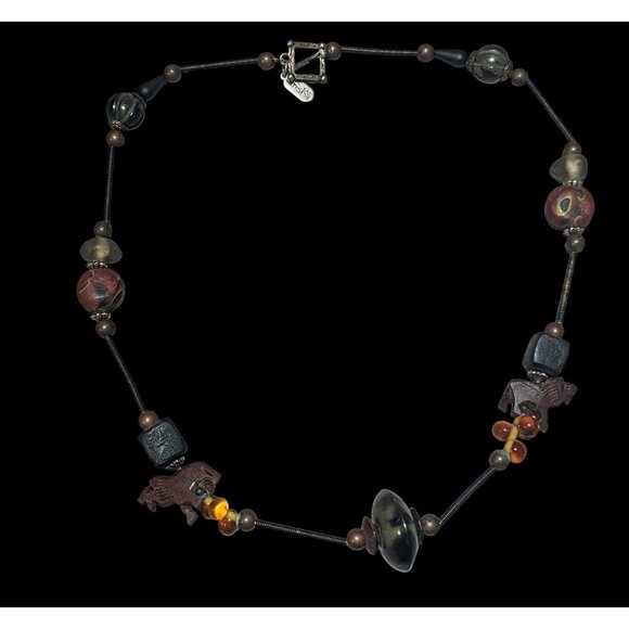 Vintage Treska Abstract Beaded Safari Necklace - Picture 1 of 7